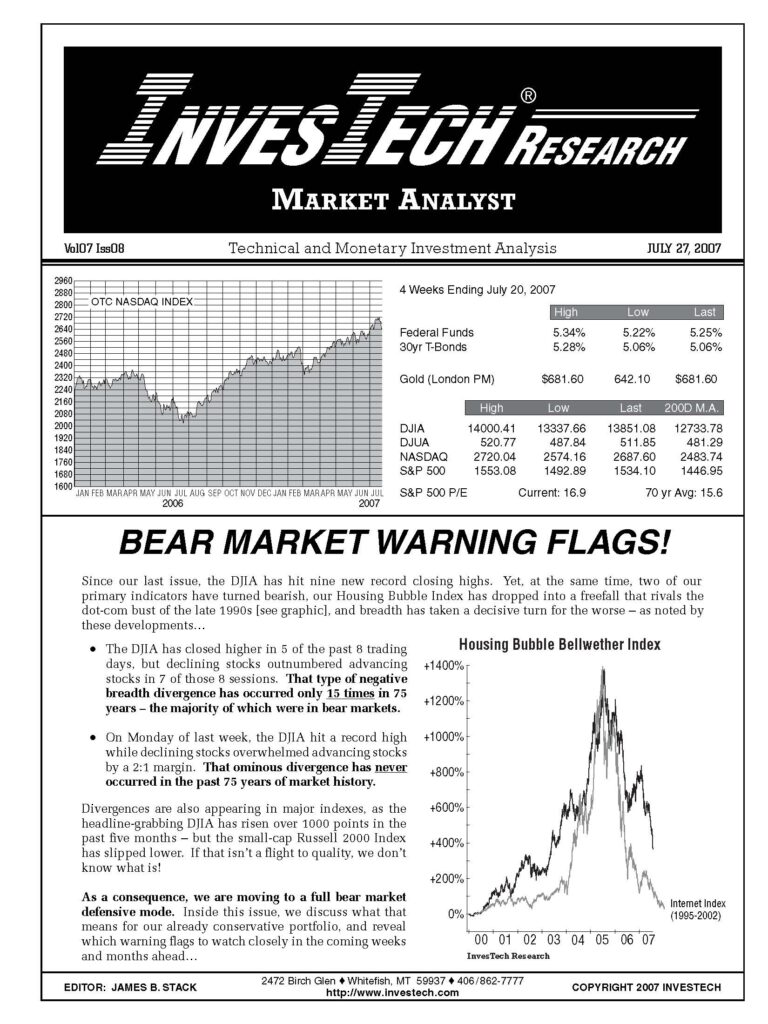 Bear Market Warning Flags - July 27, 2007